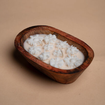 Dough bowl wooden candle 120gm natural soy wax scented candle